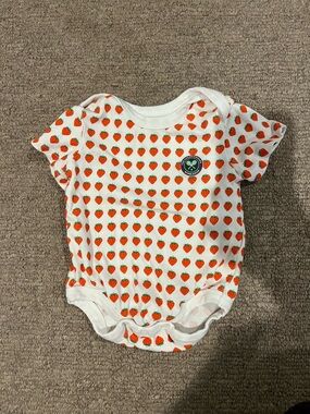 Wimbledon- Strawberry Print Baby Onesie in White and Red